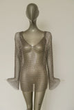 1970s Chain mail mini dress/shirt with bell sleeves
