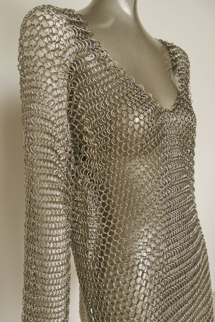 1970s Chain mail mini dress/shirt with bell sleeves