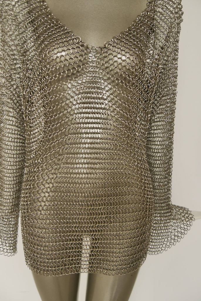 1970s Chain mail mini dress/shirt with bell sleeves