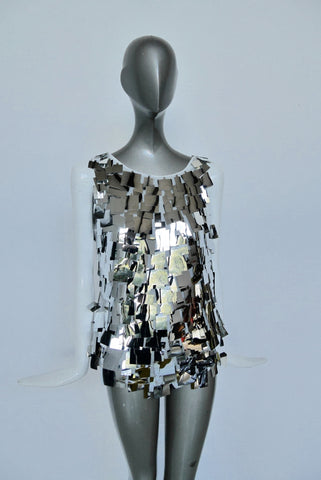 Vintage 70s chunky metal disc necklace,avantgarde runway design