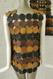 Paco Rabanne tooled leather vest. Hers 1970s