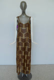 1930s art deco print maxi dress with batwing sleeve jacket