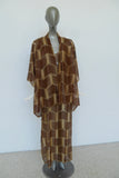 1930s art deco print maxi dress with batwing sleeve jacket