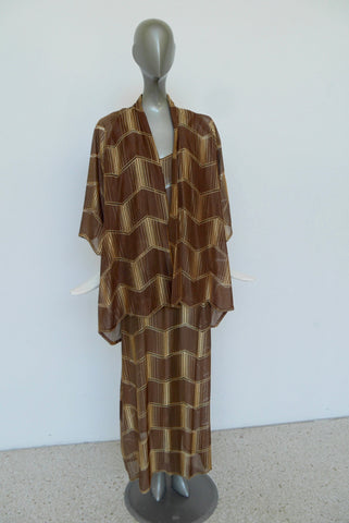 Bill Gibb empire maxi dress with beadwork 1970s rare