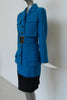 Karl Lagerfeld skirt suit 90s vibrant blue color fitted style