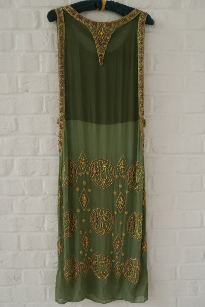 1920s beaded chiffon flapper dress