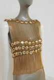 Loris Azzaro chained top rare design gold tone chains and lurex.