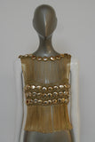 Loris Azzaro chained top rare design gold tone chains and lurex.