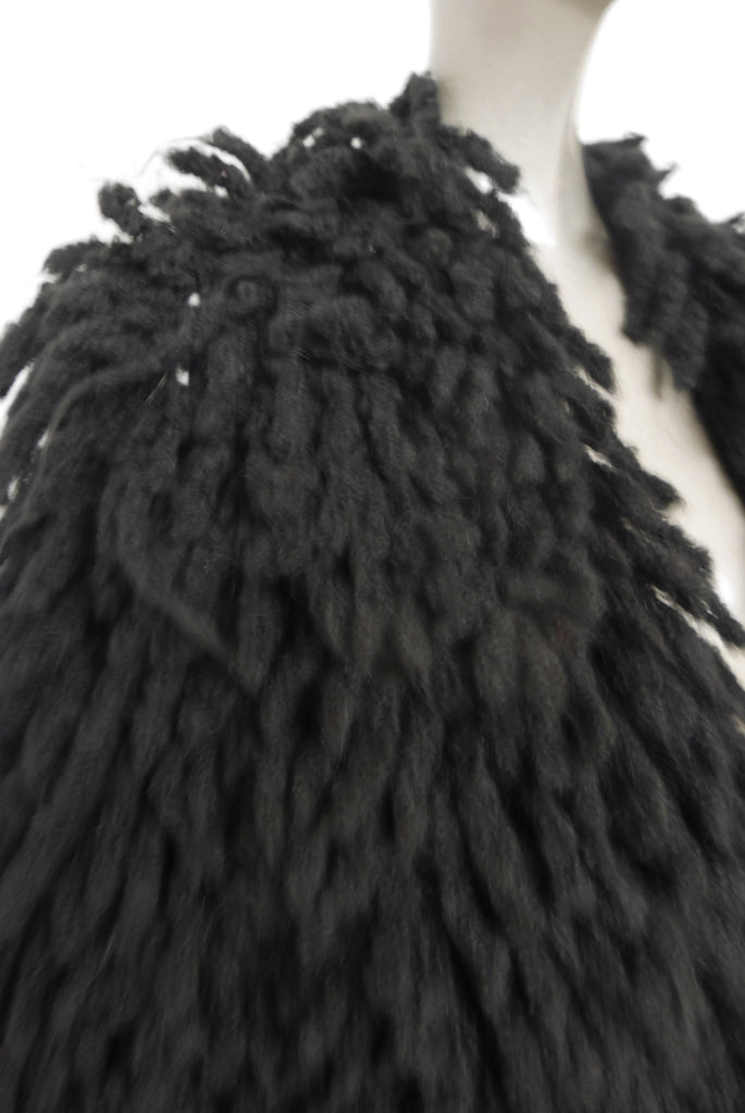 Pierre Balmain avant-garde wool / mohair fringed rag coat