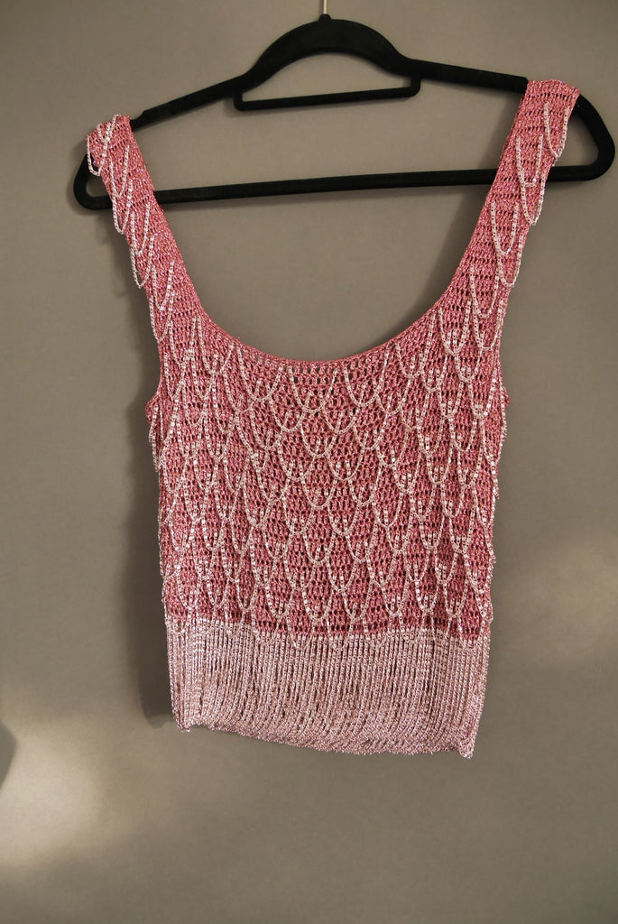 Azzaro top with chainmail apliques 70s