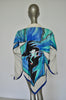 Handpainted silk jacket kaftan style dupion silk and linen 70s